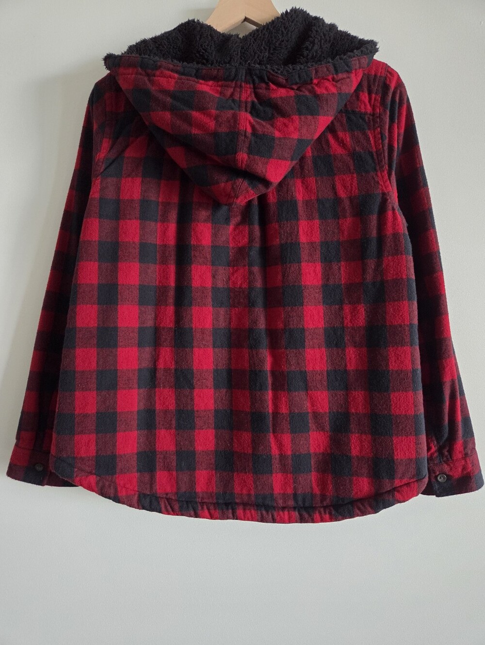 L.L. Bean Relaxed Fit Buffalo Plaid Sherpa Lined Hooded Jacket Womens Size Small - Picture 3 of 10